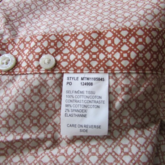 Cinch Men's XL Long Sleeve Geo Print Button Western Shirt Orange/Cream - Picture 3 of 5
